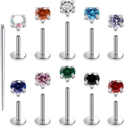 Cisyozi G23 Titanium 20G 18G 16G Fat Back Nose Rings Studs Internally Threaded Lip Labret Medusa Rings Studs Cartilage Tragus Helix Conch Earrings Piercing Jewelry for Women Men 6mm 8mm 10mm Bars in Saudi Arabia