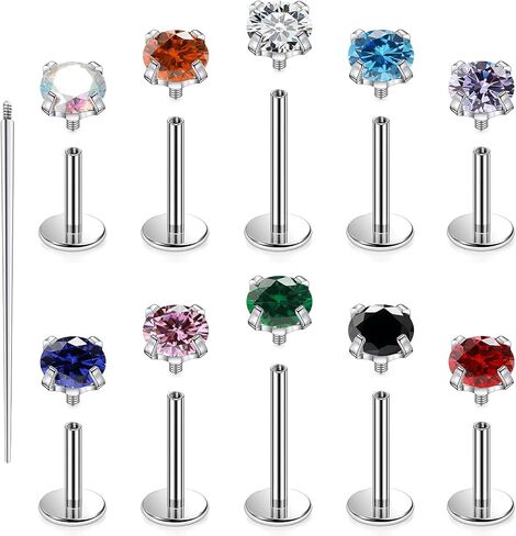 Cisyozi G23 Titanium 20G 18G 16G Fat Back Nose Rings Studs Internally Threaded Lip Labret Medusa Rings Studs Cartilage Tragus Helix Conch Earrings Piercing Jewelry for Women Men 6mm 8mm 10mm Bars in Saudi Arabia