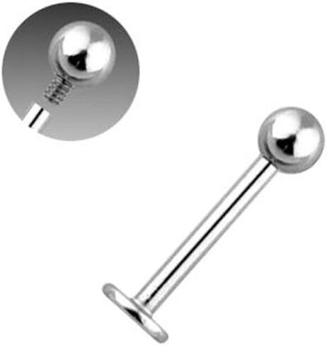 BodyJewelryOnline Surgical Steel 14G Internally Threaded Flat Back Stud Labret Monroe Lip Ring Helix Tragus Conch Earrings Cartilage Piercing Barbell 6mm 8mm 10mm 11mm 12mm in Saudi Arabia