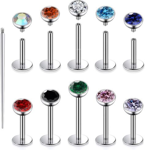 Cisyozi G23 Titanium 20G 18G 16G Fat Back Nose Rings Studs Internally Threaded Lip Labret Medusa Rings Studs Cartilage Tragus Helix Conch Earrings Piercing Jewelry for Women Men 6mm 8mm 10mm Bars in Saudi Arabia