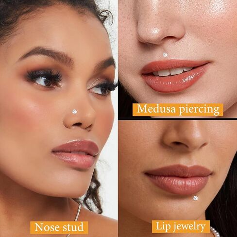 12Pcs Nose Rings Studs for Women, 20G 316L Surgical Steel Threadless Flat Back Earrings, Corkscrew L Shaped Nose Piercing Jewelry Set With Insertion Pin, Gold in Saudi Arabia