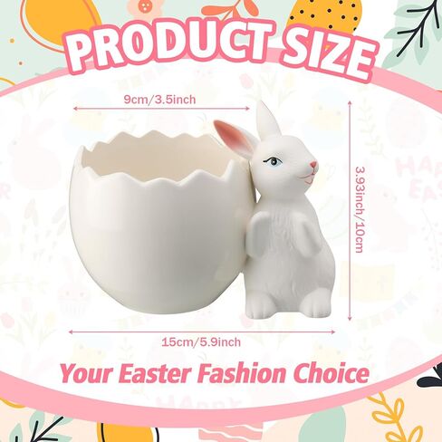 Easter Bunny Eggshell Vase for Flowers 4.3 Inch Easter Spring Tabletop Centerpiece Rabbit Figurine Statue Eggshell Ceramic Vase Rustic Craft for Home Dining Table Living Room Decoration in Saudi Arabia