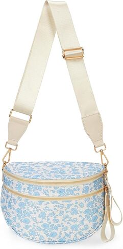 حقائب بوم للنساء، حقيبة كروس من النايلون، حقيبة كبيرة بلون نقي، حقيبة فاني بجيوب مزدوجة كبيرة الحجم وحزام مترهل (أسود) in Kuwait