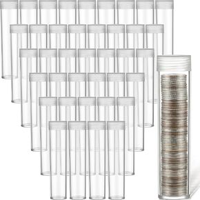 40 عبوة من أنابيب تخزين العملات المعدنية للربع، حاملات عملات معدنية بلاستيكية شفافة مع أغطية لولبية ووسادات إسفنجية للحماية من الصدمات لجمع وتنظيم العملات المعدنية على المدى الطويل، 1 × 4.53 بوصة in Kuwait