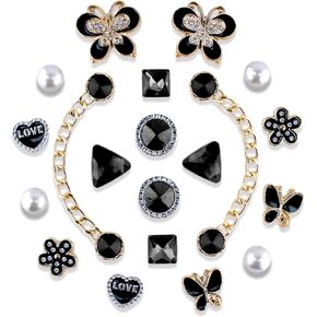 20 قطعة من حلي الأحذية اللامعة، مجموعة من البلاستيك على شكل فراشة وزهرة الراين واللؤلؤ لتزيين الأحذية in Kuwait