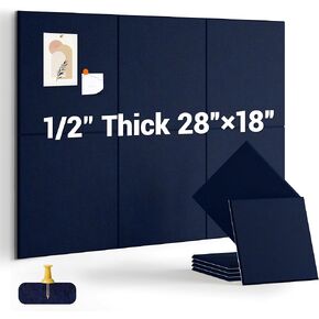 لوح فلين سميك 1/2 بوصة للمكتب، 6 عبوات من بلاط الحائط - 28 بوصة × 18 بوصة مع علامات لاصقة آمنة، لوحة إعلانات كبيرة، جدار منظم للوحة الدفع - بيج in Kuwait