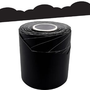 حواف ملفوفة على شكل سكالوب سوداء فاخرة من المعلم - 50 قدمًا - تزيين لوحات الإعلانات والجدران والمكاتب والنوافذ والأبواب والخزائن والمدارس والفصول الدراسية والمدرسة المنزلية والمكاتب in Kuwait