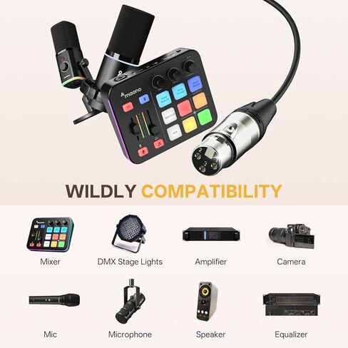 MAONO XLR Cable, 20FT Cable with Balanced 3 PIN, XLR Male to Female Mic Audio Cord, XLR Speaker Cable, Mic Wire, Compatible with XLR Microphone for Recording Podcast Streaming, Black(XLR-600) in Kuwait