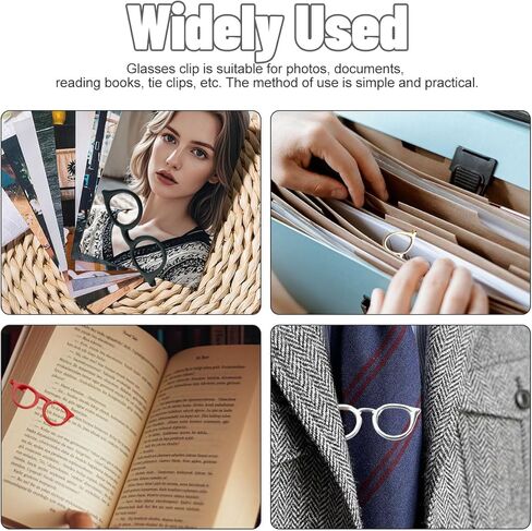 Glasses Paper Clips Bookmarks Metal Cute Glasses Shaped Paperclips Decorative Pocket Accessories 4 Pieces in Kuwait