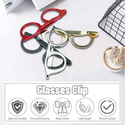 Glasses Paper Clips Bookmarks Metal Cute Glasses Shaped Paperclips Decorative Pocket Accessories 4 Pieces in Kuwait