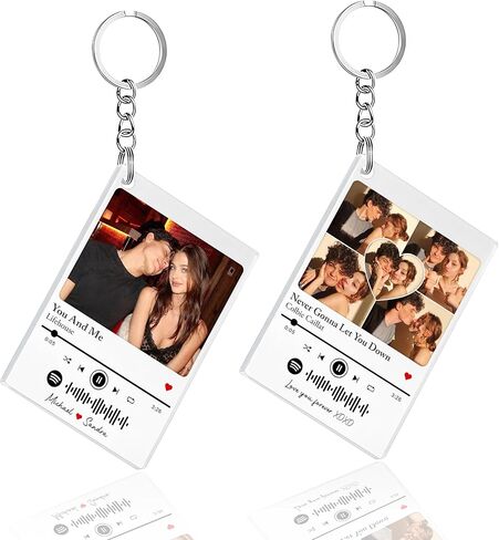 Mit & Mia Personalized Keychain with Picture, Custom Photo Keychain Gift Valentines Day for Boyfriend Customized Key Chains in Kuwait