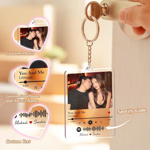 Mit & Mia Personalized Keychain with Picture, Custom Photo Keychain Gift Valentines Day for Boyfriend Customized Key Chains in Kuwait