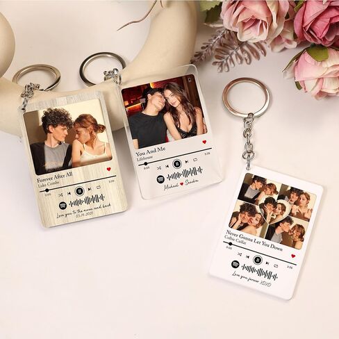 Mit & Mia Personalized Keychain with Picture, Custom Photo Keychain Gift Valentines Day for Boyfriend Customized Key Chains in Kuwait