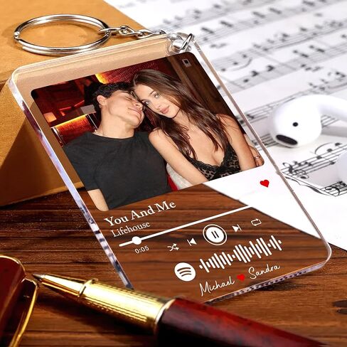 Mit & Mia Personalized Keychain with Picture, Custom Photo Keychain Gift Valentines Day for Boyfriend Customized Key Chains in Kuwait