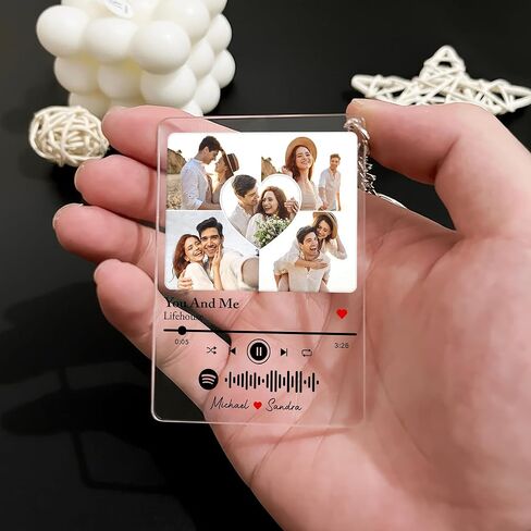 Mit & Mia Personalized Keychain with Picture, Custom Photo Keychain Gift Valentines Day for Boyfriend Customized Key Chains in Kuwait