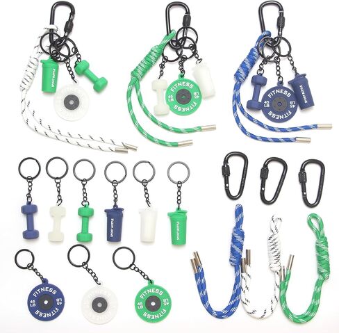15PCS Fitness Keychain Set, Dumbbell Kettlebell Bottle Charms with Clips, Gym Accessories for Bags, Keys & Backpacks in Saudi Arabia