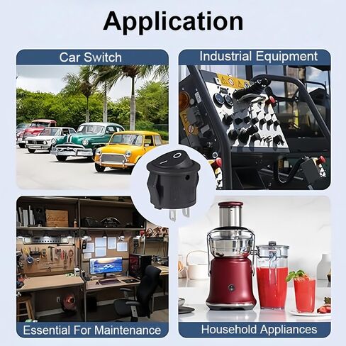 2 PCS 12 Volt Round Rocker Switch, 2 Pin SPST Switch Button, 6A/250V 10A/125V AC for Automotive Boat etc, Black in Saudi Arabia