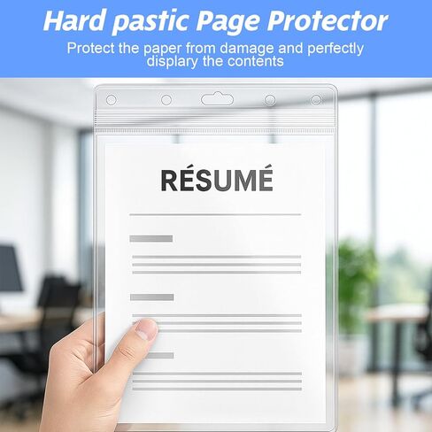 10 Pack 8.5x11 Inch Clear Plastic Zip Hard Sheet Protectors, Waterproof Resealable Sign Holder, Heavy Duty Document Sleeves for Wall Signs, Photos, Certificates, Job Tickets in Saudi Arabia