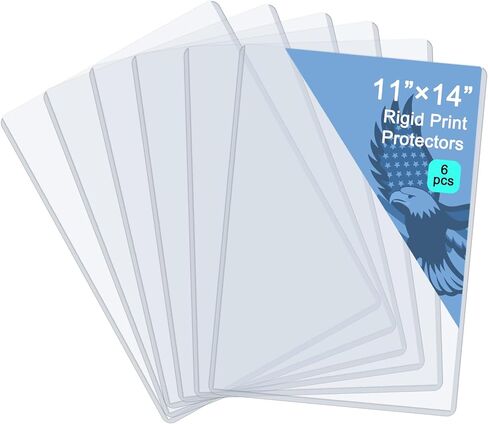 Rainmae 6 Pack 11" x 14" Artwork Protectors, Rigid Print Protectors, Clear Waterproof Hard Plastic Page Sheet Protectors, Art Storage Photo Plastic Sleeves Document Holder Birth Certificate Protector in Saudi Arabia