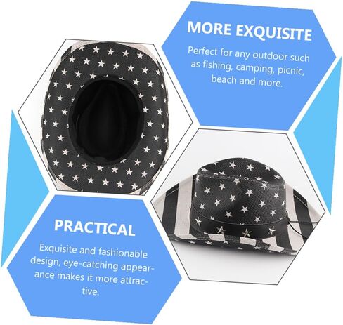 American Flag Cowboy Hat Straw Western Hat Unisex for Men and Women Patriotic Outdoor Party Accessory Black in Kuwait