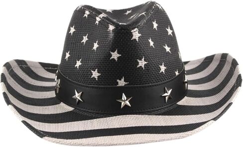 Yardwe American Flag Cowboy Hat Straw Western Hat Unisex Multi-Functional Summer Outdoor Events in Saudi Arabia