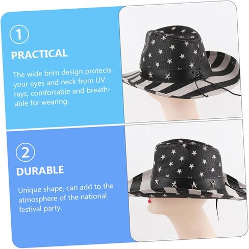 Yardwe American Flag Cowboy Hat Straw Western Hat Unisex Multi-Functional Summer Outdoor Events in Saudi Arabia