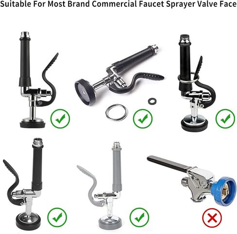 Spray Valve Repair Kit for Commercial Sink Faucet Dish Sprayer Valve, Pre-Rinse Spray Face Bumper and Screw Repair Kit 1.42 GPM High-Pressure, 2 Pack Gray in Saudi Arabia