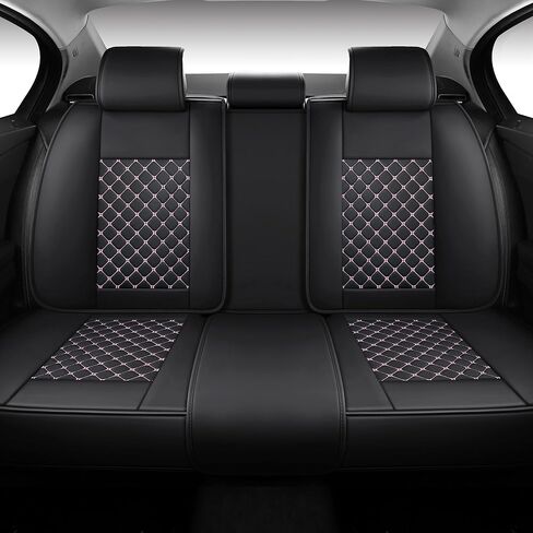Leather Car Seat Covers,Full Coverage Seat Covers Full Set with Fix Lumber Support,Universal Automotive Seat Covers for Cars,SUVs,Trucks and Sedans (Black&Pink, Full Set) in Saudi Arabia