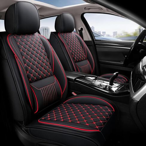 Leather Car Seat Covers,Full Coverage Seat Covers Full Set with Fix Lumber Support,Universal Automotive Seat Covers for Cars,SUVs,Trucks and Sedans (Black&Pink, Full Set) in Saudi Arabia
