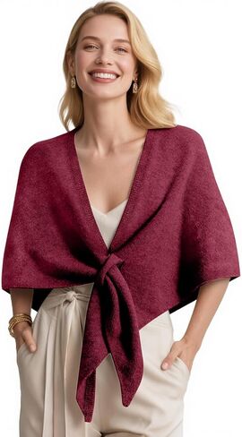 أغطية شال الباشمينا للنساء شال بونشو محبوك من الكشمير لفساتين السهرة والارتداء اليومي. in Kuwait