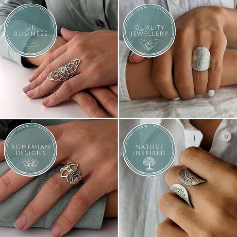 81stgeneration Hill Tribe Silver Spiral Applique Ring With Engraved Leaf Texture - Wide Adjustable Band in 999 Pure Silver - Artisan Tribal Statement Jewelry for Women - Unique Fern Frond Design in Saudi Arabia