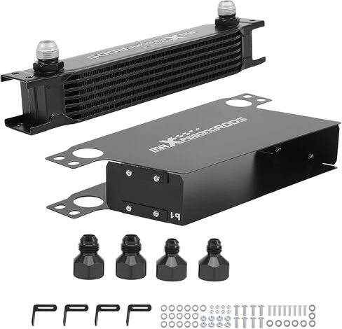 maXpeedingrods 19 Row Oil Cooler, 10AN Stacked Plate Transmission Engine Cooler Universal Suitable for Cars, Aluminum British style in Saudi Arabia