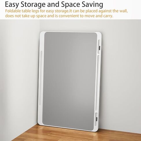مكتب كمبيوتر محمول للسرير، طاولة سرير للكمبيوتر المحمول، طاولة كمبيوتر لوحي قابلة للطي مع درج تخزين وحامل للكتب، صواني سرير لمكاتب الكمبيوتر المحمول لأرضية الأريكة (فضي) in Kuwait
