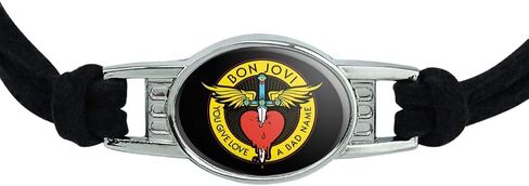 الرسومات والمزيد من Bon Jovi You Give Love a Bad Name الجدة سوار معدني من الجلد السويدي in Saudi Arabia