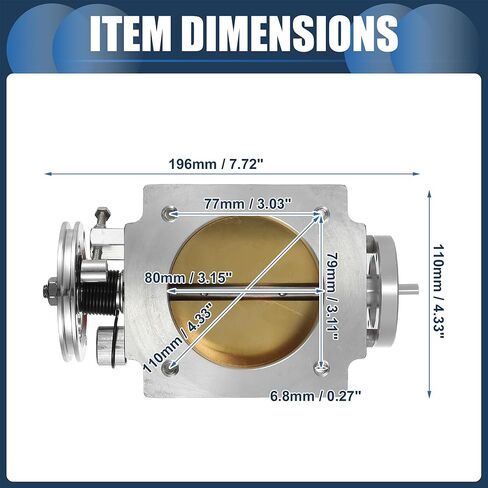 Throttle Body Assembly, 80mm Car Throttle Body Actuator Aluminum Alloy Silver Tone, 1 Pcs in Saudi Arabia