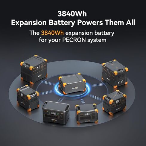 pecron Extra Battery 3840Wh, Expand Capacity for E3600LFP/E3800LFP/F3000LFP/E2400LFP/E1500LFP/E1000LFP Portable Power Station, LiFePO4 Backup Battery in Saudi Arabia