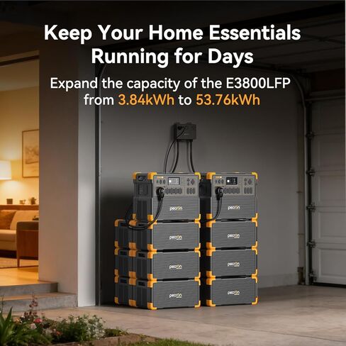 pecron Extra Battery 3840Wh, Expand Capacity for E3600LFP/E3800LFP/F3000LFP/E2400LFP/E1500LFP/E1000LFP Portable Power Station, LiFePO4 Backup Battery in Saudi Arabia