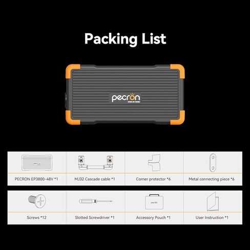 pecron Extra Battery 3840Wh, Expand Capacity for E3600LFP/E3800LFP/F3000LFP/E2400LFP/E1500LFP/E1000LFP Portable Power Station, LiFePO4 Backup Battery in Saudi Arabia