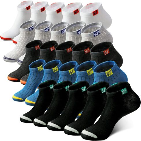 Lasnten 25 Pack Men's Athletic Socks Bulk Low Cut Casual Running Socks Men Work Short Breathable for Sport Father Gift(10-13,Multi Color) in Kuwait