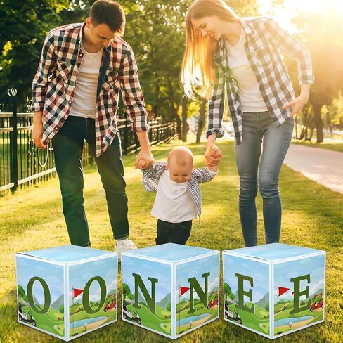 Hole in One Birthday Party Decorations 3 Pcs One Balloon Boxes for Golf 1st Birthday Golf Cardboard Box for Boy Girl Party Supplies Baby Shower Decoration in Kuwait