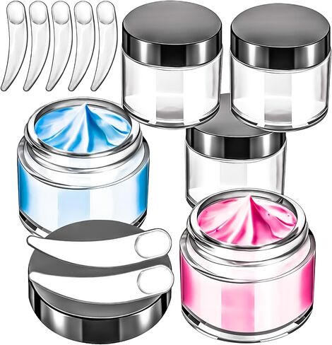 MotBach 4 Pack 2oz Glass Jars with Lids,Small Glass Jars with Lids and Inner Liners,60ml Empty Glass Jars Travel Toiletries Cosmetic Containers with Spatulas for Slime Sample Lip Balm Cream Lotion in Saudi Arabia