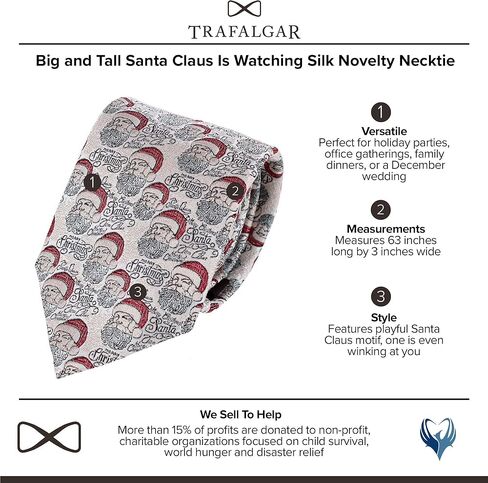 Trafalgar Men's Big and Tall Santa Claus Is Watching Silk Novelty Necktie in Saudi Arabia