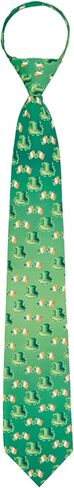Jacob Alexander Men's Happy Saint Patrick's Day Leprechaun Hat Ireland Flag Diagonal Pre-Tied Zipper Neck Tie - Green in Saudi Arabia