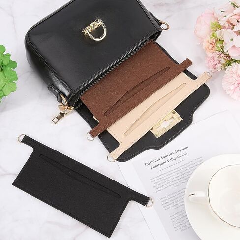 CREATCABIN 3Pcs 3 Colors Wallet Organizer Insert Mini Handbag Liner Felt Soft Clutch Bag Divider Pocket Inside Convert Conversion Kit with D Rings for Crossbody Sarah Purse Accessories 9.3 x 3.1 Inch in Saudi Arabia
