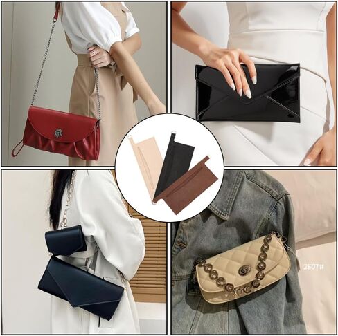 CREATCABIN 3Pcs 3 Colors Wallet Organizer Insert Mini Handbag Liner Felt Soft Clutch Bag Divider Pocket Inside Convert Conversion Kit with D Rings for Crossbody Sarah Purse Accessories 9.3 x 3.1 Inch in Saudi Arabia