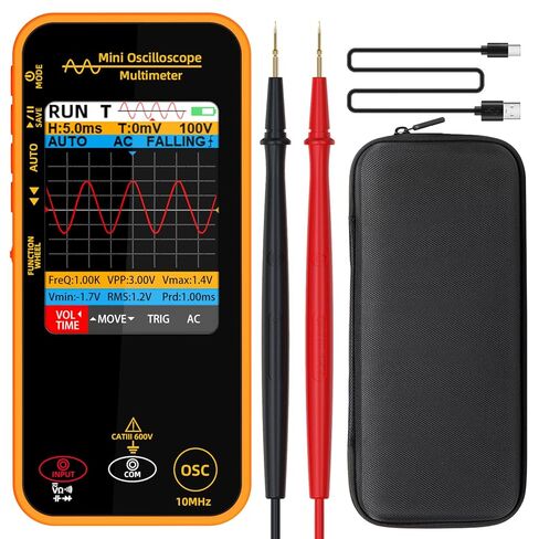 BSIDE Dual Channel Oscilloscope Multimeter, 50MHz Bandwidth 3.98" Full-Viewing TFT LCD DDS Generator, Measure Flexible AC Current Clamp Temp Capacitance Diode Voltage with 5000mAh Rechargeable Battery in Kuwait