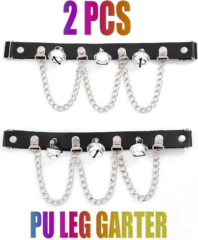 رباط الفخذ الجلدي من Campsis، رباط الساق الأسود، إكسسوار الجسم Bell Rave للنساء in Kuwait