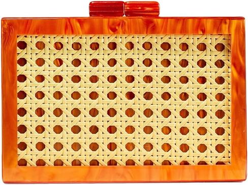 Fashion Acrylic Evening Bag for Women 2026 Clutch Purse Stylish Woven Rattan Shoulder Bag for Dressy Prom Party in Saudi Arabia