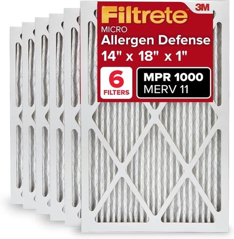 Filtrete 16x30x1 AC Furnace Air Filter, MERV 11, MPR 1000, Micro Allergen Defense, 3-Month Pleated 1-Inch Electrostatic Air Cleaning Filter, 6 Pack (Actual Size 15.81x29.81x0.81 in) in Saudi Arabia