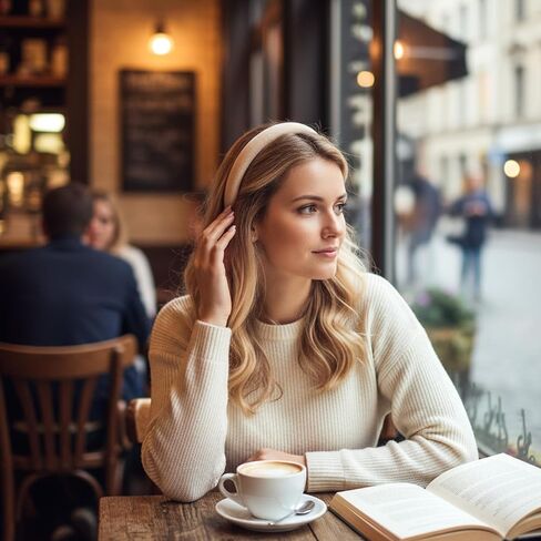عصابات رأس عصرية للنساء، عصابات رأس بلون سادة غير قابلة للانزلاق للشعر الطويل والقصير، عصابات شعر مبطنة رفيعة، إكسسوارات عصرية مضلعة مرنة للفتيات (5 قطع) in Kuwait